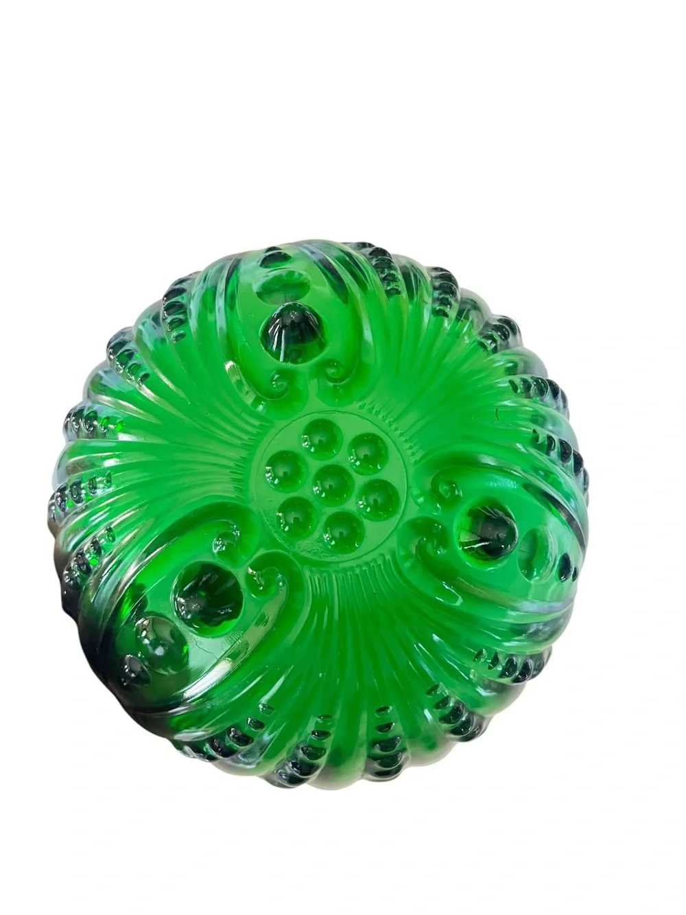 Vintage Anchor Hocking Green Burple Glass 8” Serving Bowl